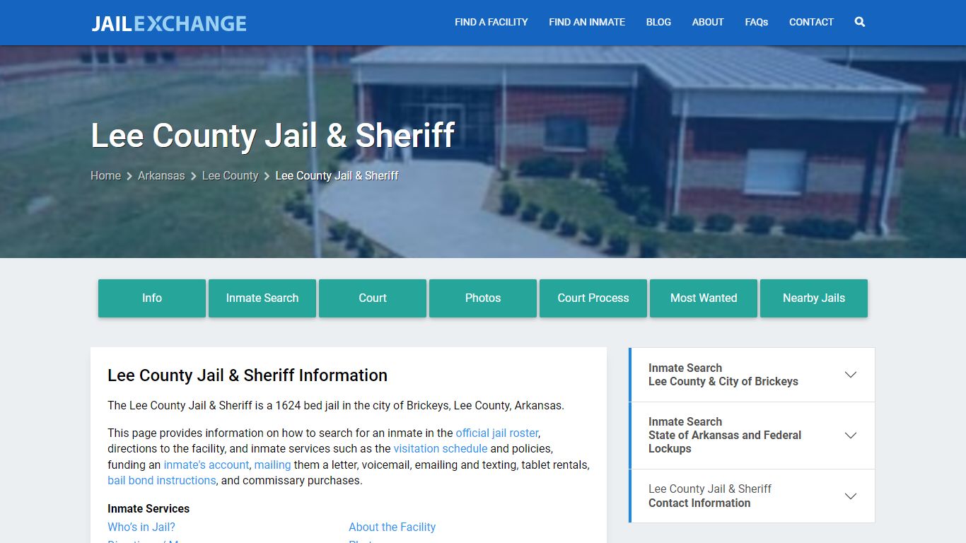 Lee County Jail & Sheriff, AR Inmate Search, Information